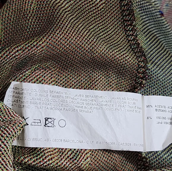 DESIGUAL abstract colorful long sleeve midi dress v-neck size XL - Picture 8 of 9